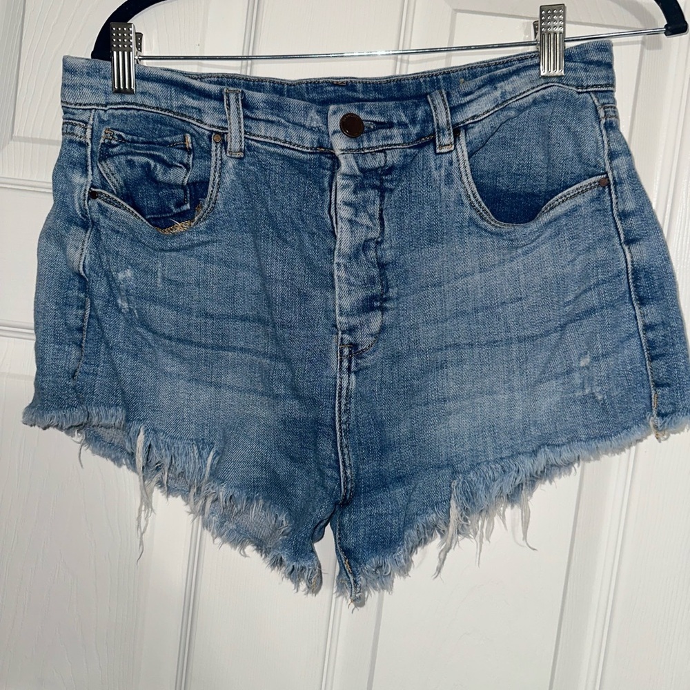 Blank NYC Blue Frayed Jean Shorts